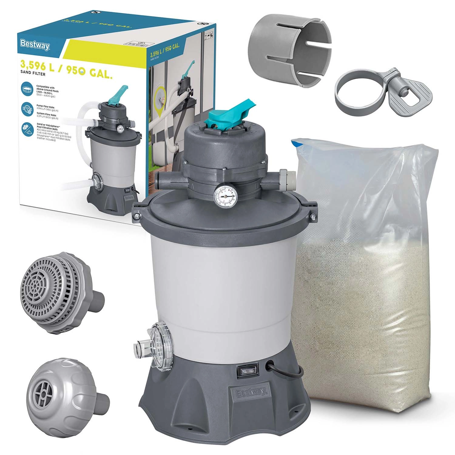 Levně Písková filtrace 3596 l/h s pískem 25 kg BESTWAY