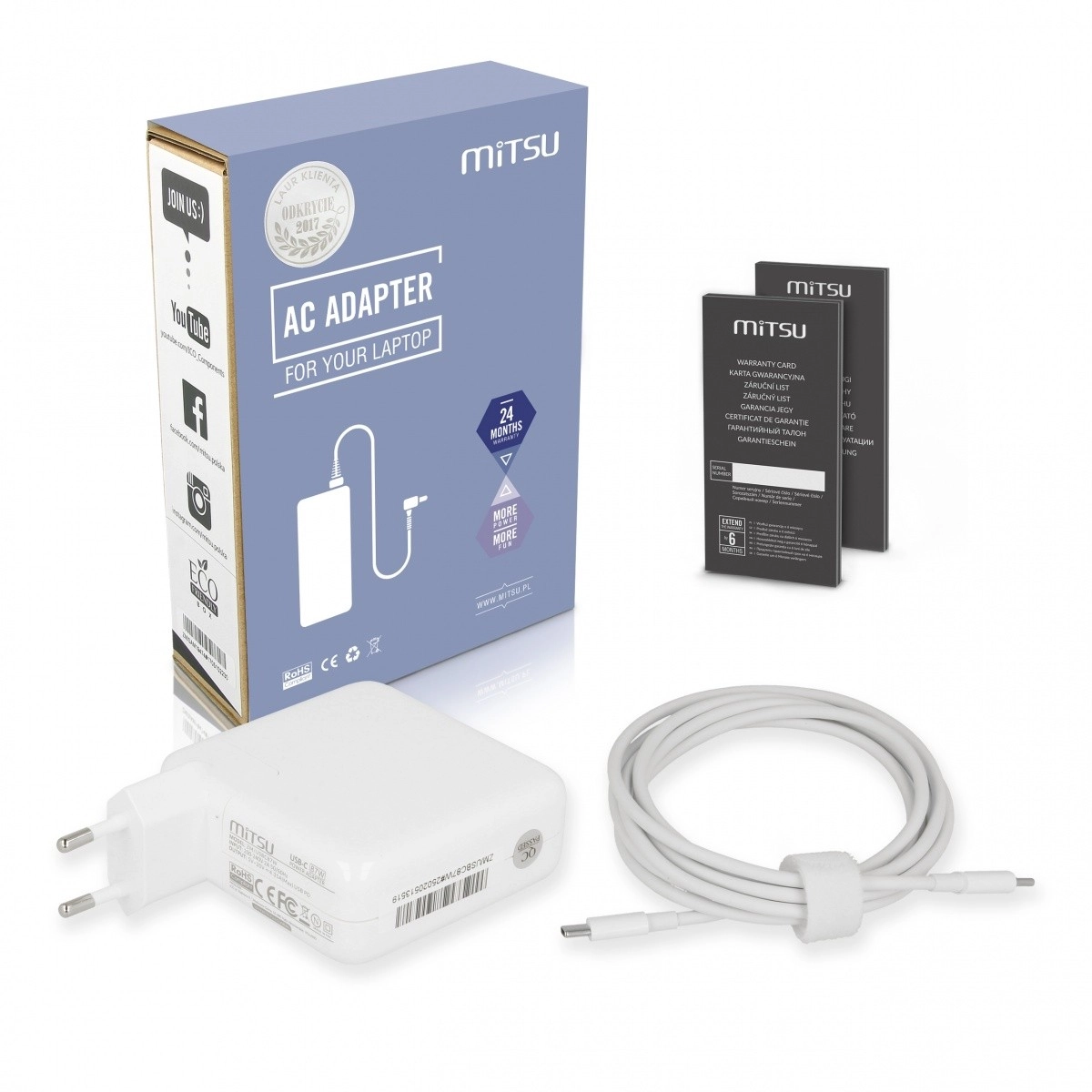 Levně Mitsu USB-C napájecí adaptér pro notebook 87 W s Power Delivery