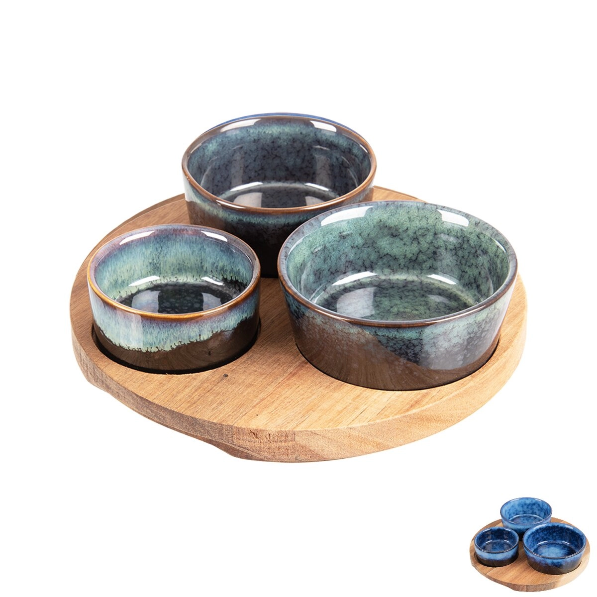 Levně Excellent Houseware Servírovací misky s kulatým podnosem sada 4 ks modrá KO-278000710
