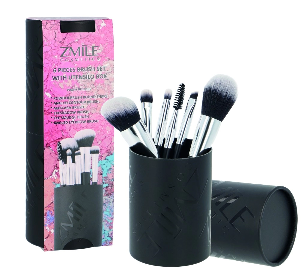 Levně ZMILE COSMETICS Your Utensilo kosmetické štětce v tubě pro ženy kosmetické štětce 6 ks + pouzdro