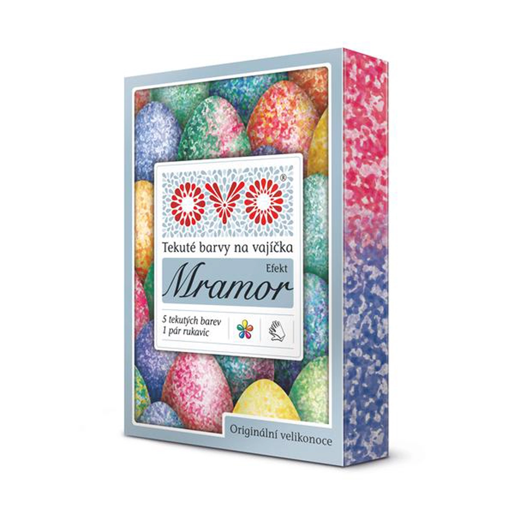 OVO gelové barvy na vajíčka efekt mramor 5 barev + rukavice 5 × 5 ml