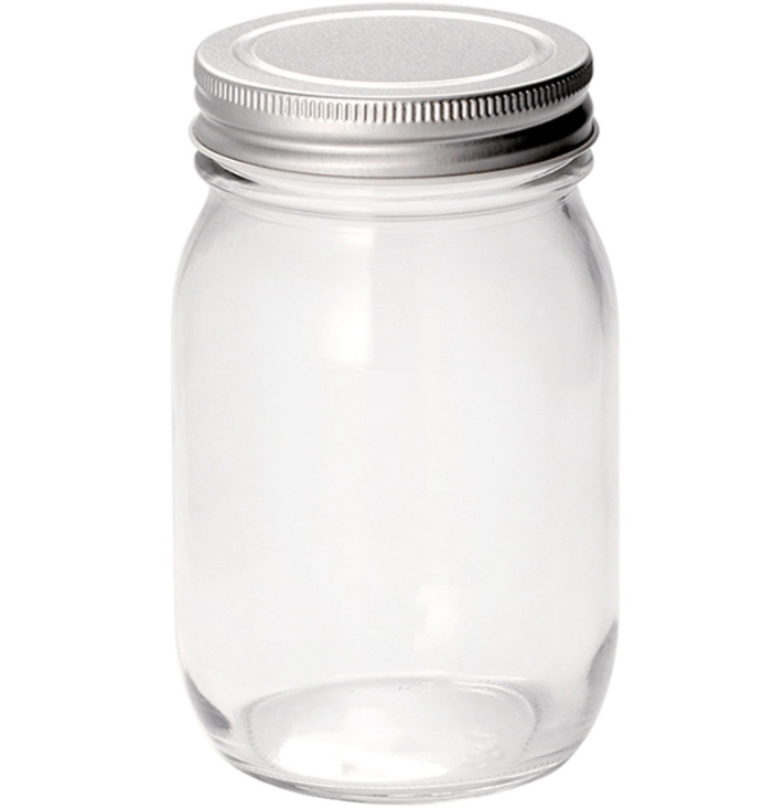 Levně Skleněná nádoba na svíčky se stříbrným víčkem 380 ml