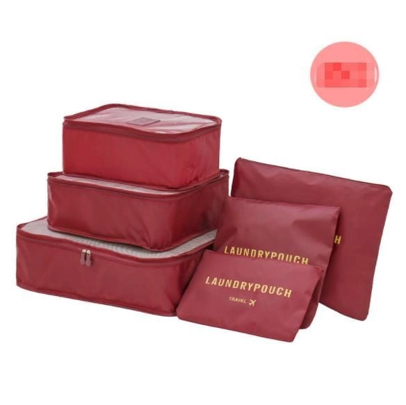 Sada cestovních organizérů do kufru a skříně (6 ks) – světle růžová