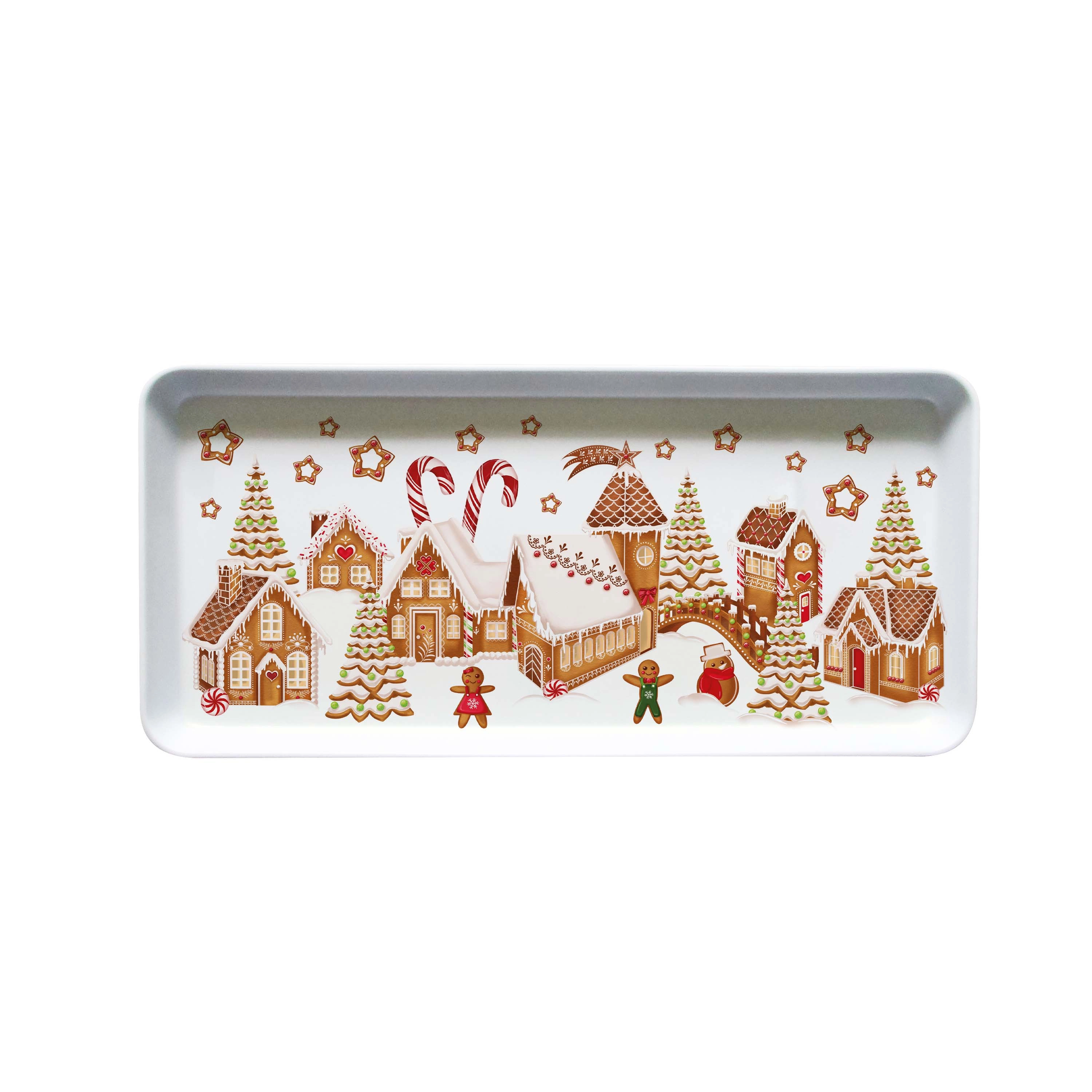 Levně TORO Melaminový servírovací tác 35x16,5cm perníčková vesnička