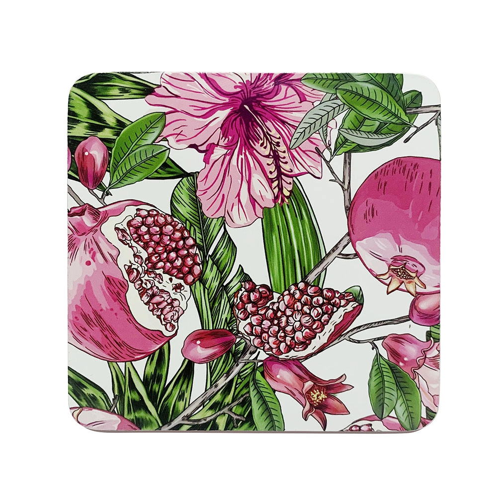 Levně Sada 4 podtácků Hibiskus 10 × 10 cm v dárkové krabičce