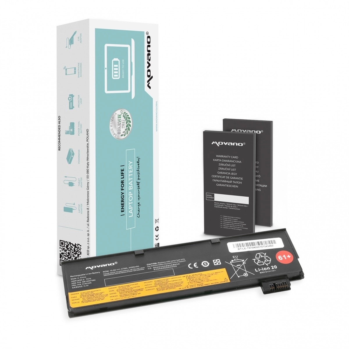 Levně Movano baterie pro Lenovo ThinkPad T470 a T570 4400 mAh (47 Wh)