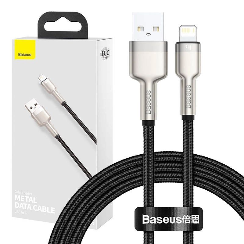 Levně USB‑A na Lightning kabel BASEUS Cafule 1 m, 2,4 A – černý