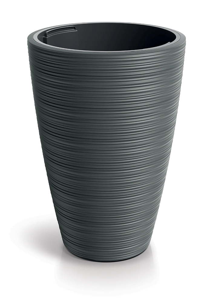 Levně Prosperplast Plastový květináč Venas Round tmavě šedý II, 29,9 cm