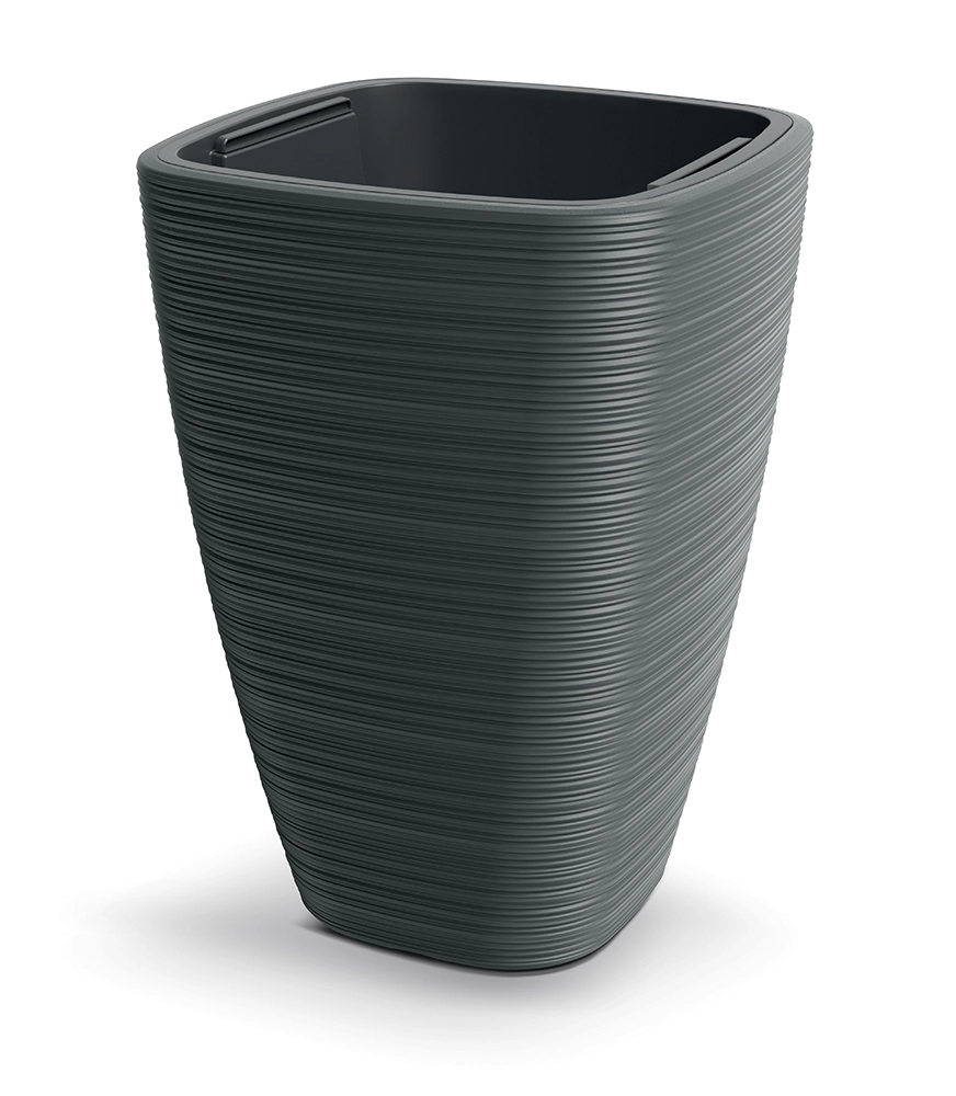 Levně Prosperplast Plastový květináč Venas Square tmavě šedý, 38,8 cm