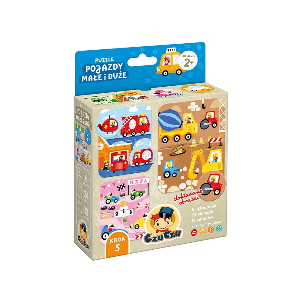 Levně Puzzle vozidla malé i velké – hra a puzzle v jednom