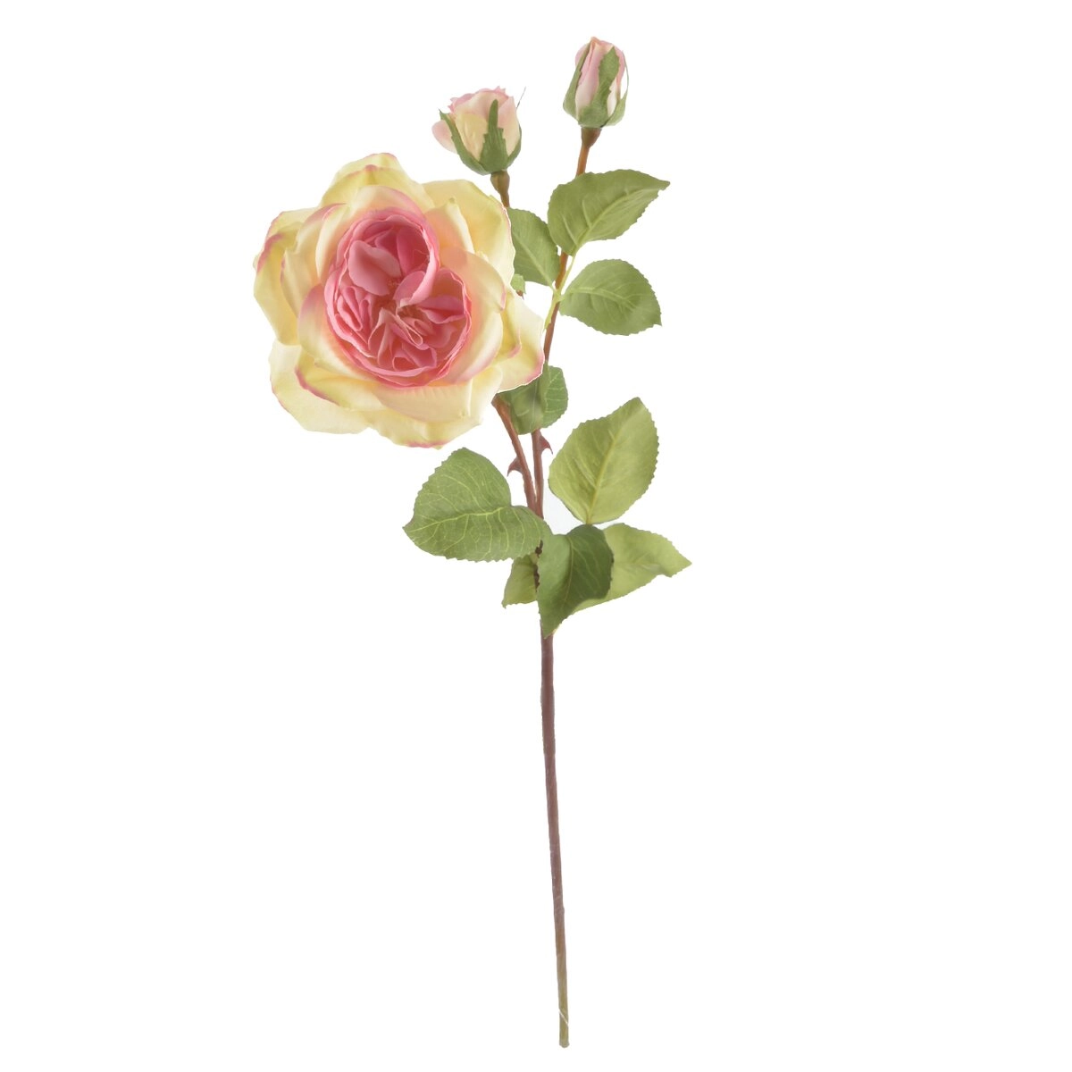 Levně Umělá růže žluto-růžová 52 cm