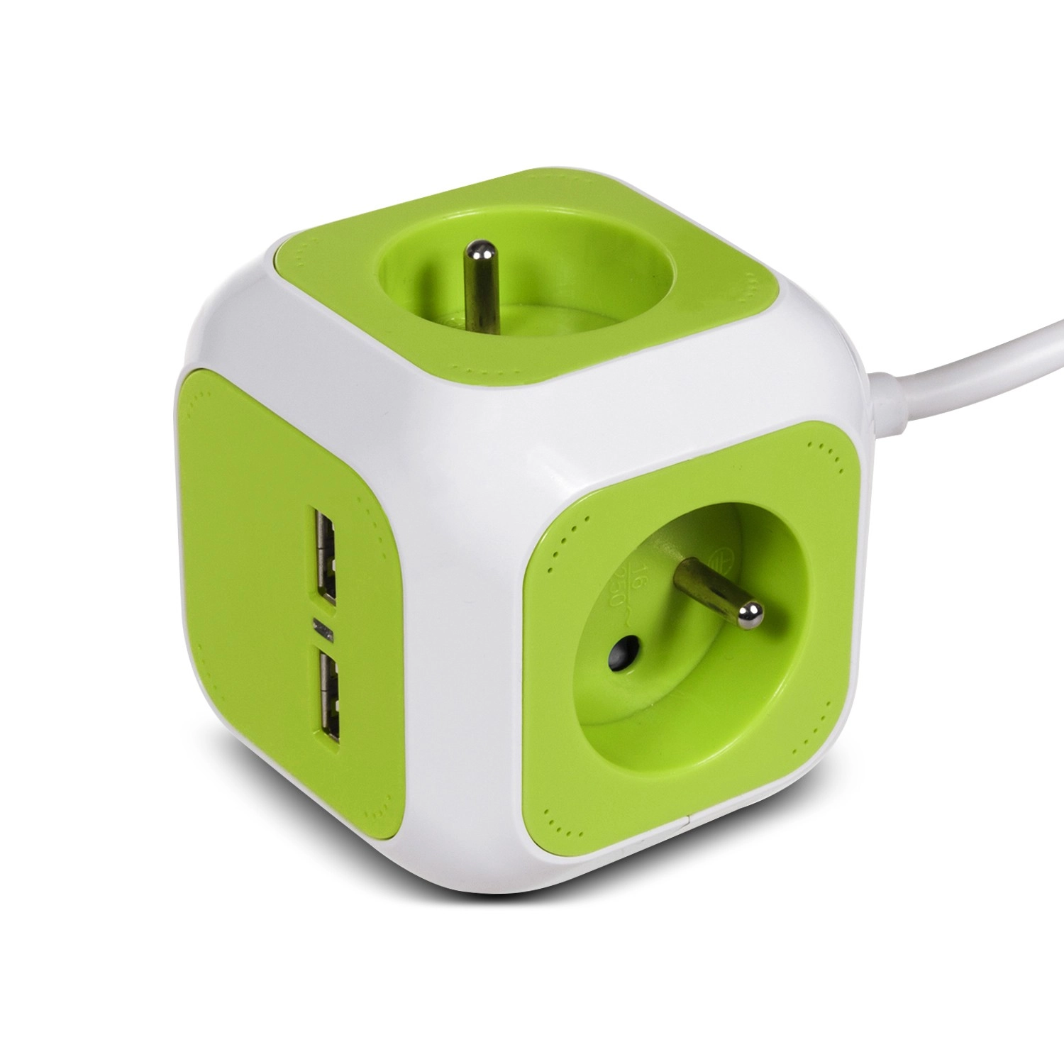 Levně Kostková prodlužovací zásuvka s 4x schuko a 2x USB, 1,4 m GREENBLUE Magic Cube