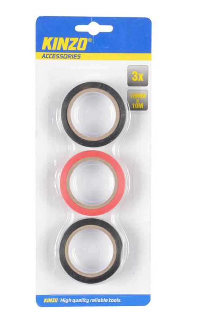 Levně Izolační elektrikářská páska Kinzo 18 mm x 10 m, 3 ks