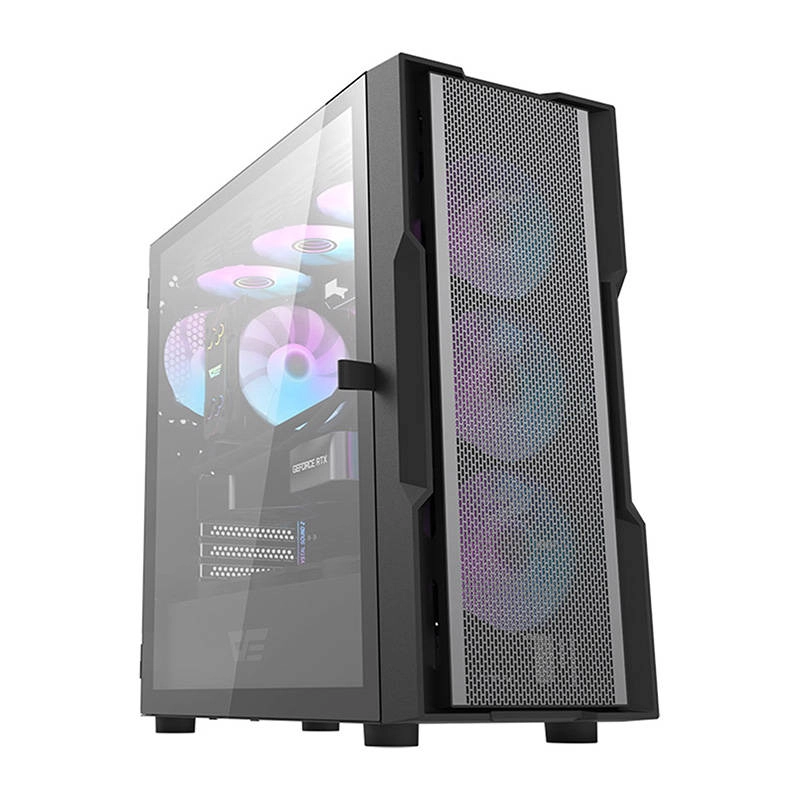Levně Počítačová skříň Darkflash DK431 Mesh (černá) + 4 ventilátory