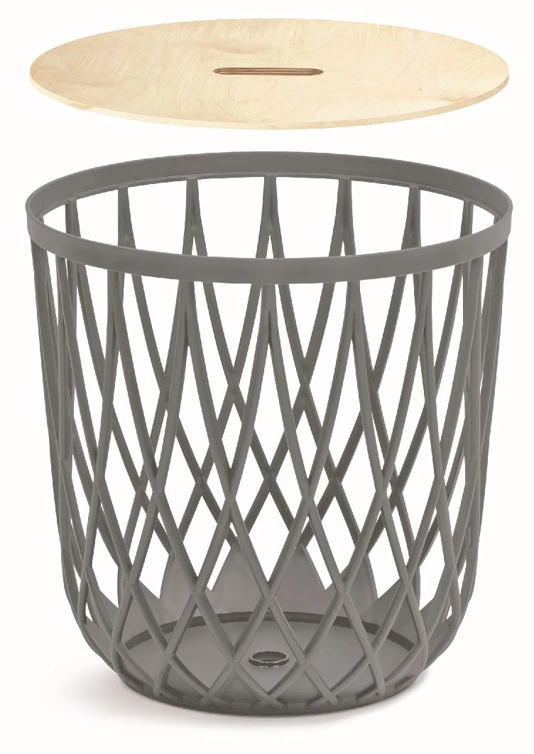 Levně Prosperplast Univerzální koš UNIQUBO s dřevěným víkem šedý kámen 33,7cm