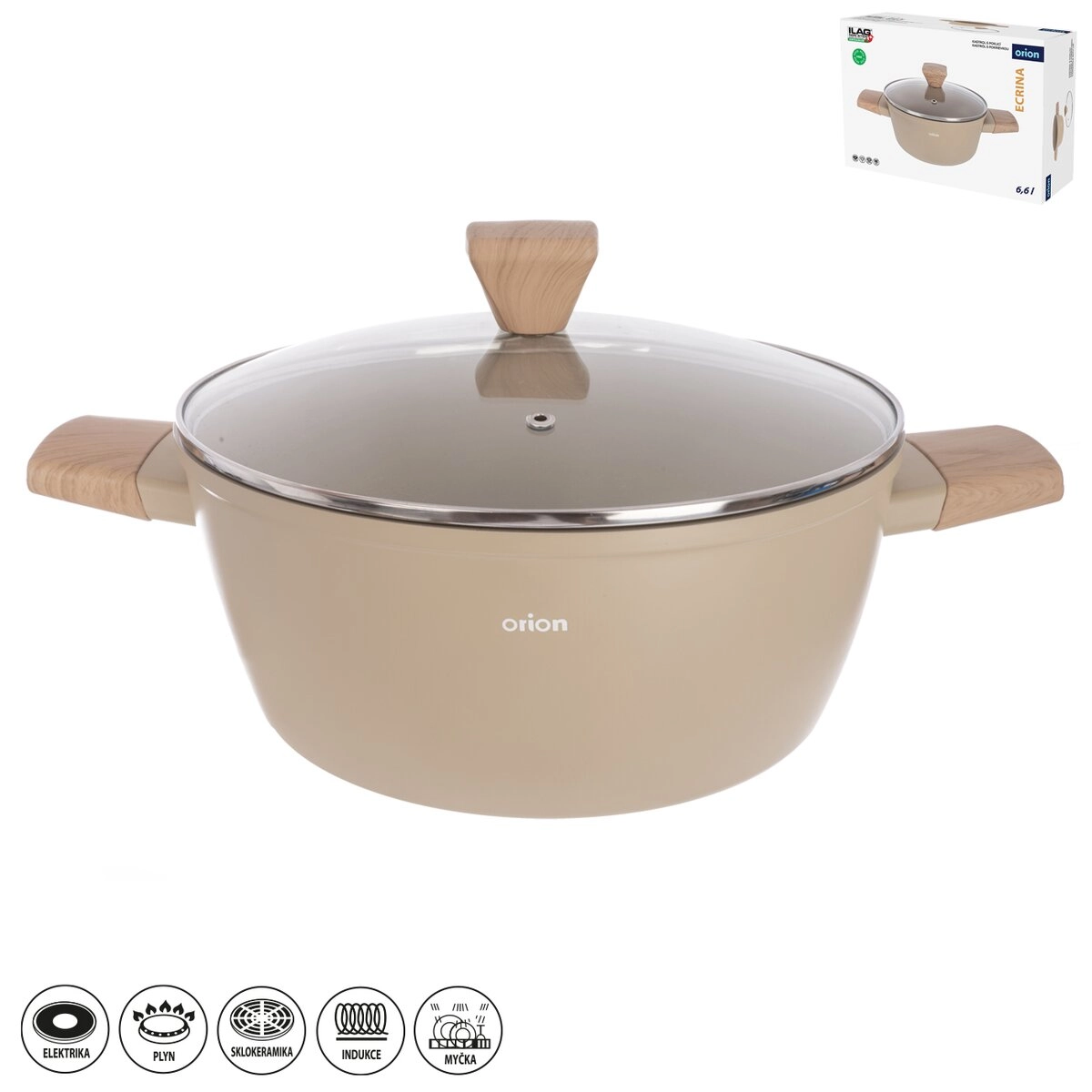 Levně Orion kastrol Ecrina 6,6 l se skleněnou poklicí