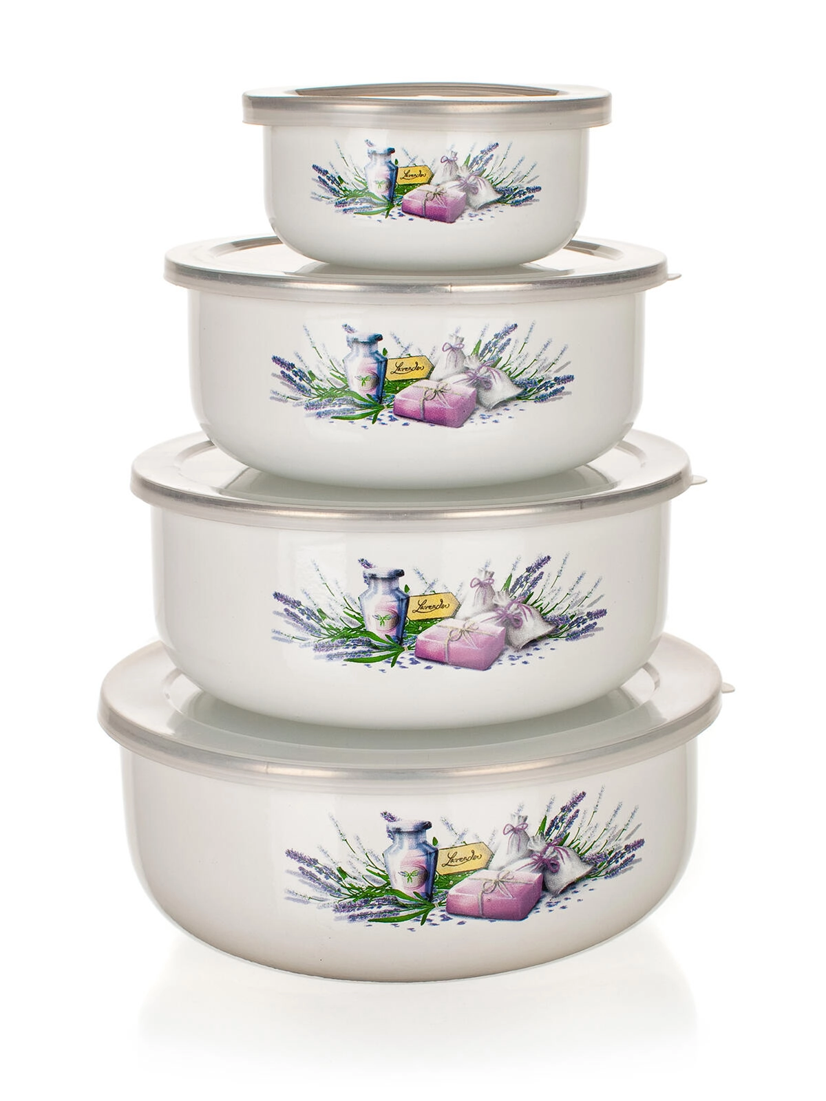 Levně Banquet 8-dílná sada smaltovaných misek LAVENDER 10 x 4,7 cm 14 x 6,1 cm 16 x 6,8 cm 18 x 7,5 cm