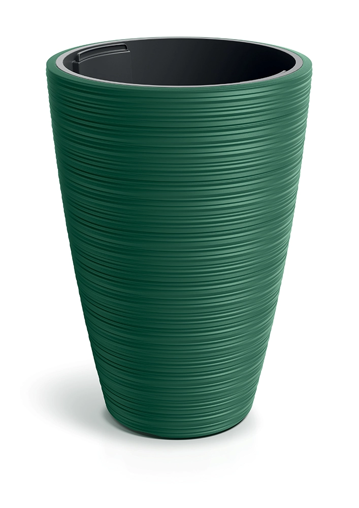 Levně Prosperplast Plastový květináč Venas Round tmavě zelený II, 29,9 cm