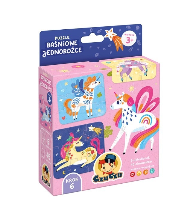 Levně Puzzle – pohádkoví jednorožci (5x9 dílků)