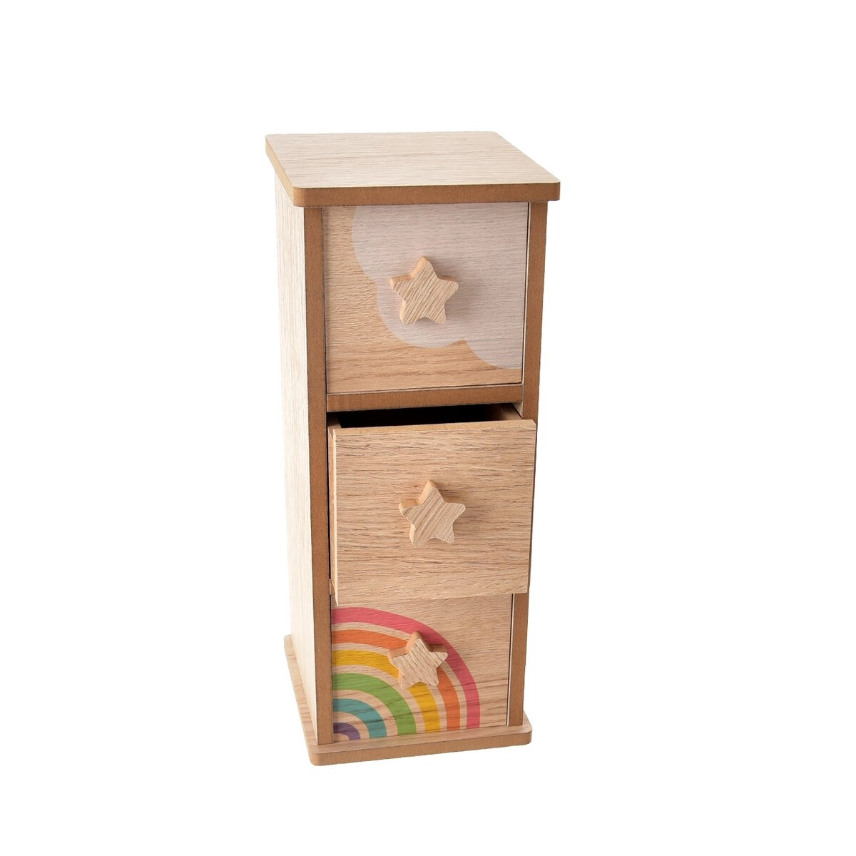 Levně Dřevěný organizér Rainbow se 3 šuplíky