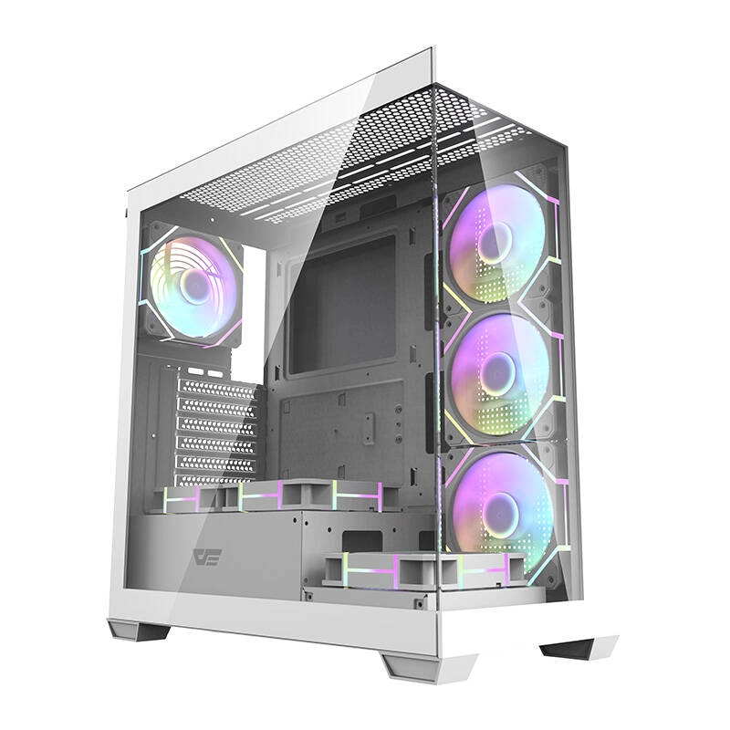 Levně Počítačová skříň darkflash ds900 bílá se 7 ventilátory argb