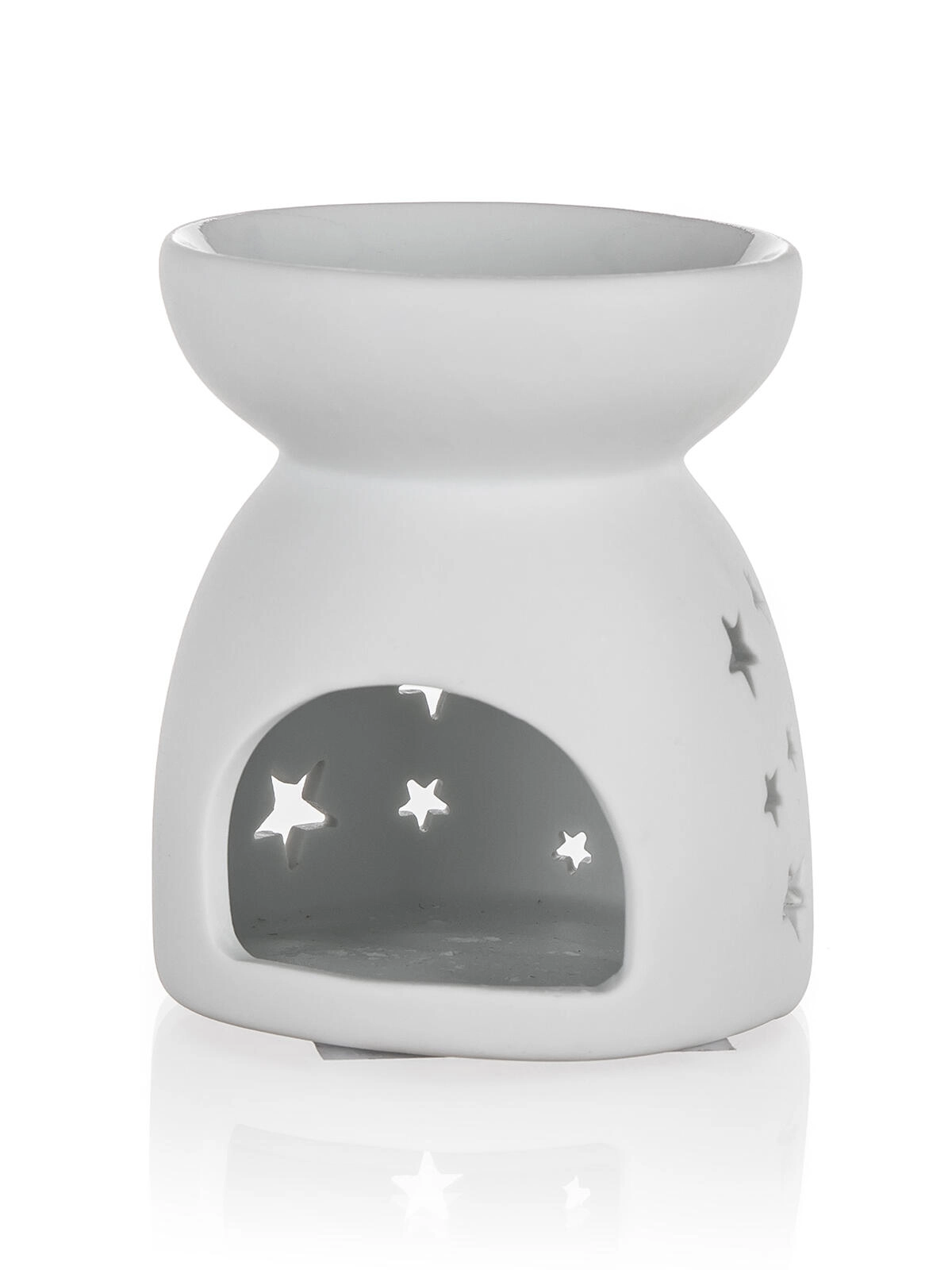 Levně Home Decor Aroma lampa porcelánová 8 x 9 cm hvězdy bílá