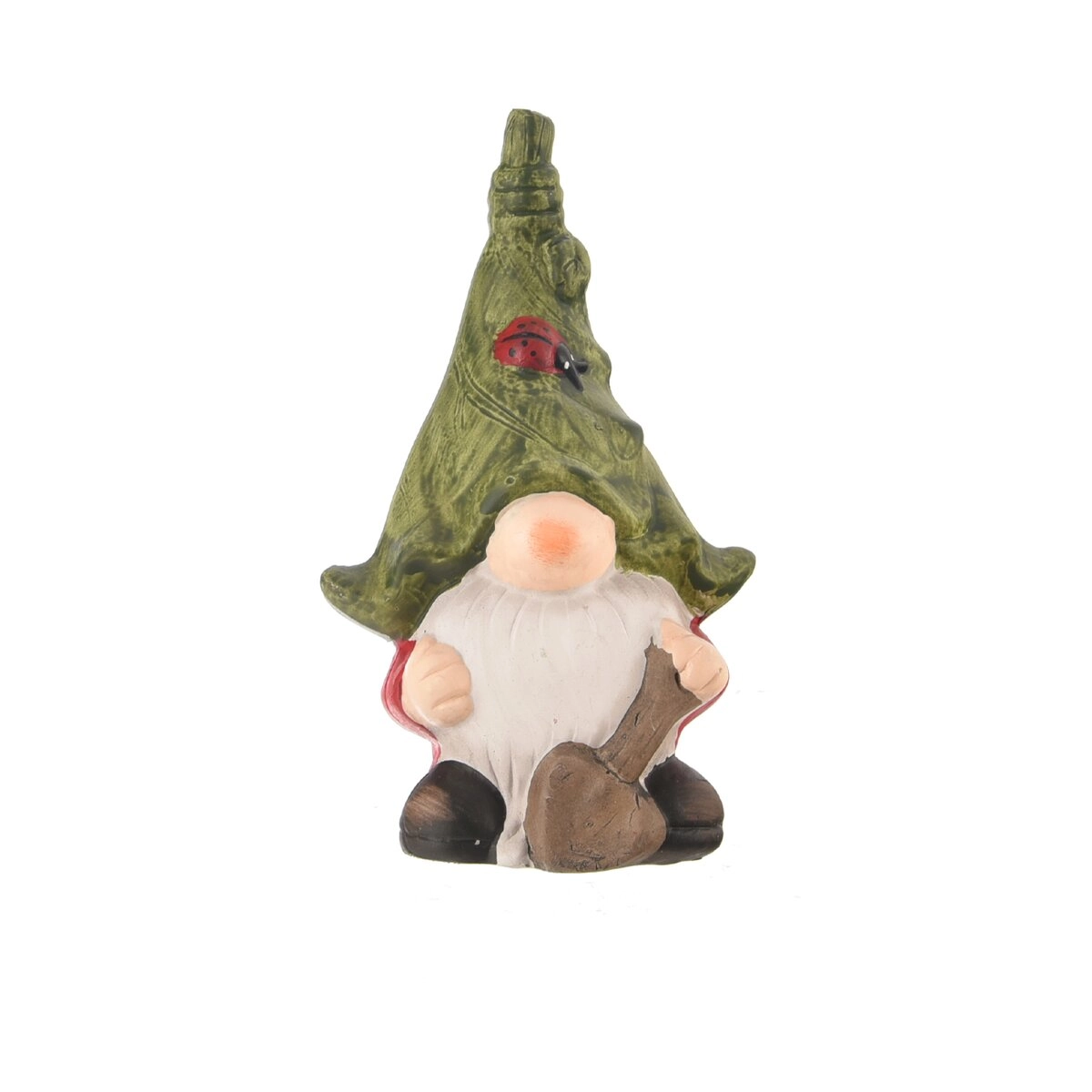 Levně Keramický skřítek s lopatkou zelený 18 cm