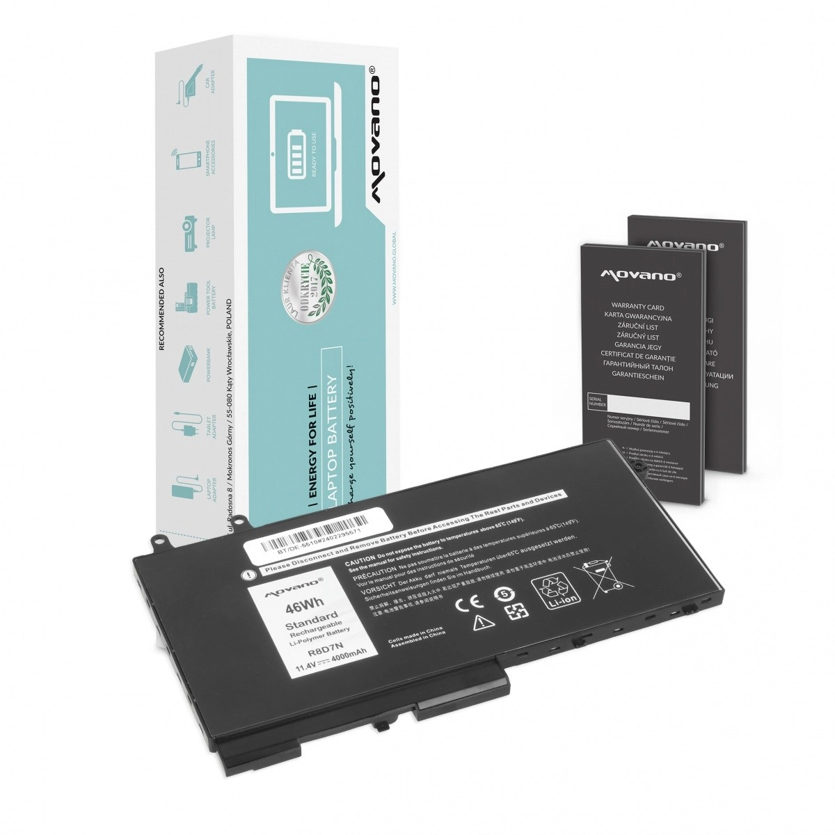 Levně Baterie Movano R8D7N pro Dell Latitude 5410/5411/5500 a Precision 3541/3550 (46 Wh)
