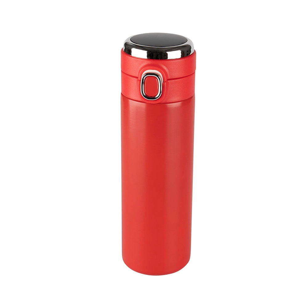 Levně Červený termohrnek 420 ml s LED displejem