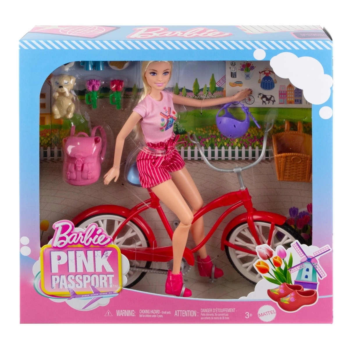 Levně Mattel Barbie panenka Pink na kole HWJ00