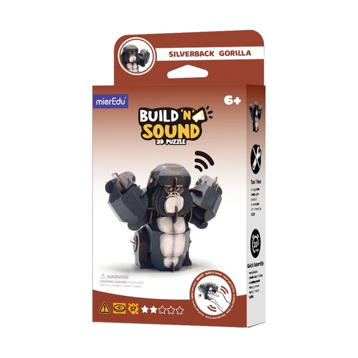 Levně 3D puzzle MierEdu Postav a poslouchej – gorila