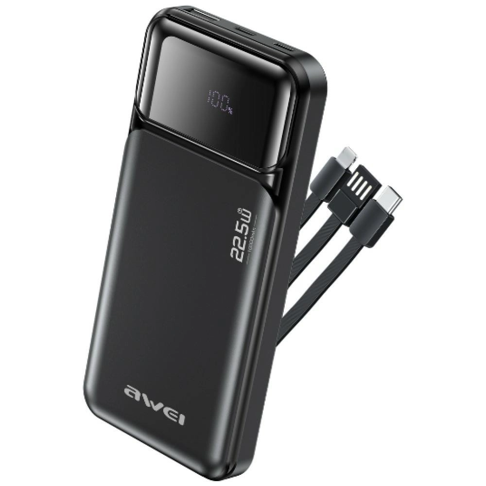 Levně Awei powerbanka 10000 mAh s vestavěnými kabely