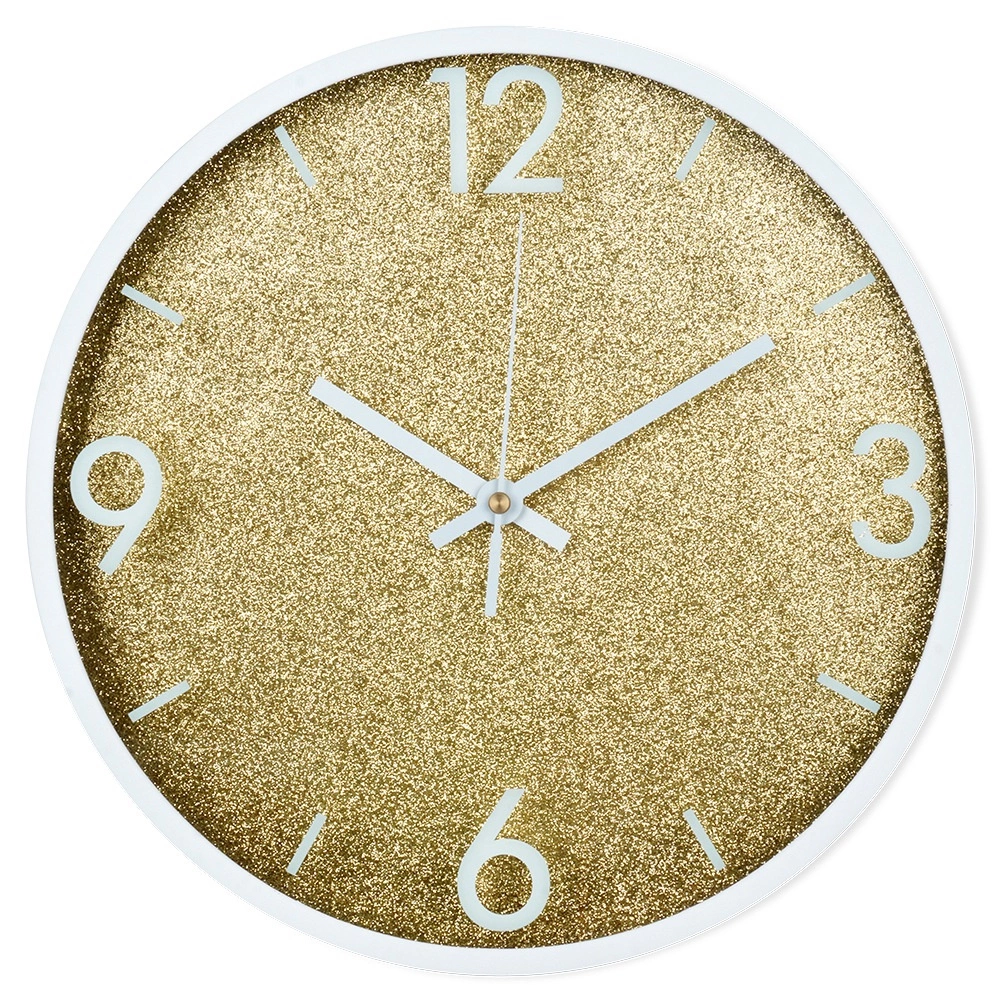 Levně Nástěnné hodiny zlaté a bílé 29,5 cm