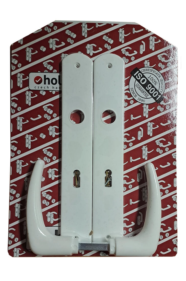 Levně Dveřní klika Klasik se štítkem XXL, bílá, pro dozický zámek 90 mm