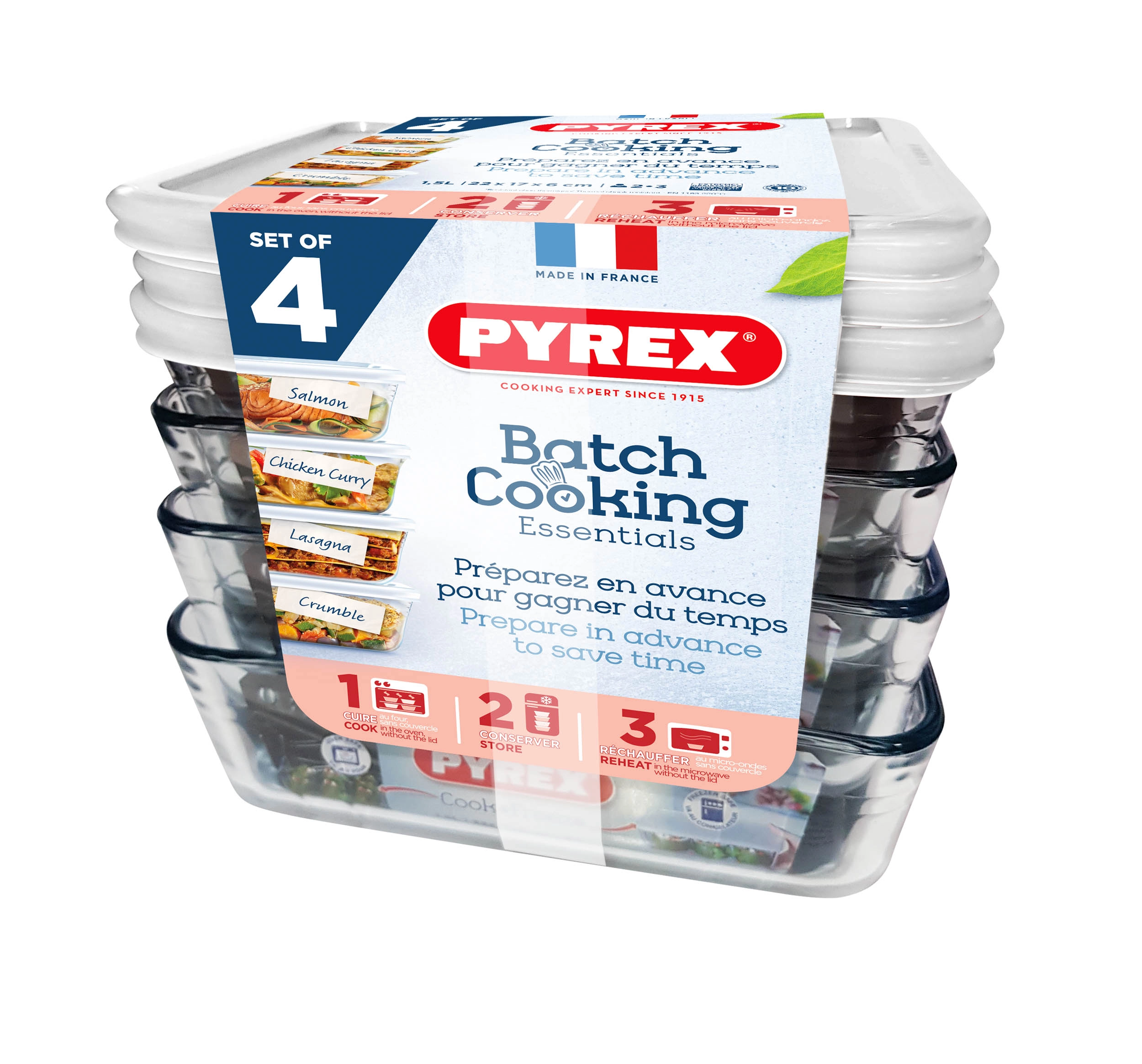 Levně Pyrex Dóza skleněná 4 ks 4 x 1,5 l