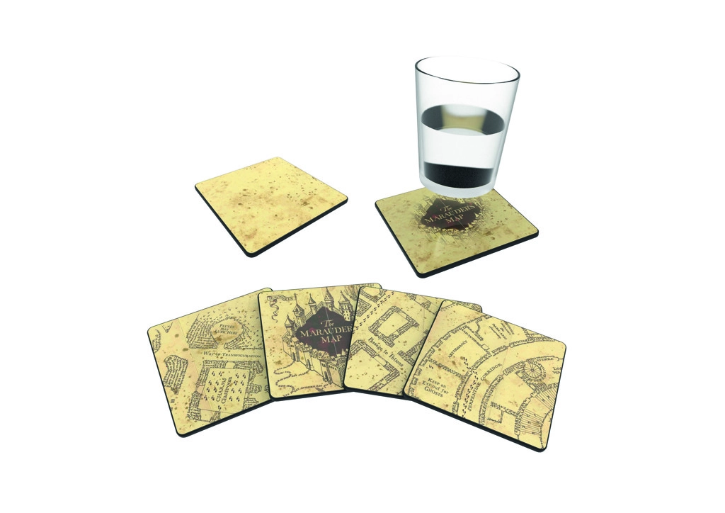 Levně Harry Potter: Set podtácků - Pobertův plánek 4 ks (Marauders Map)