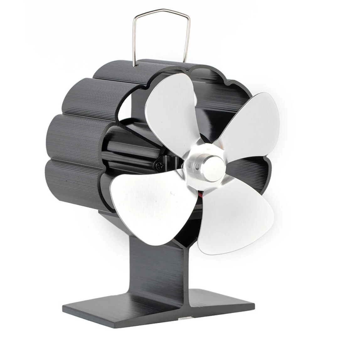 Levně Krbový ventilátor ALFA, termoelektrický, 4 čepele, stříbrný