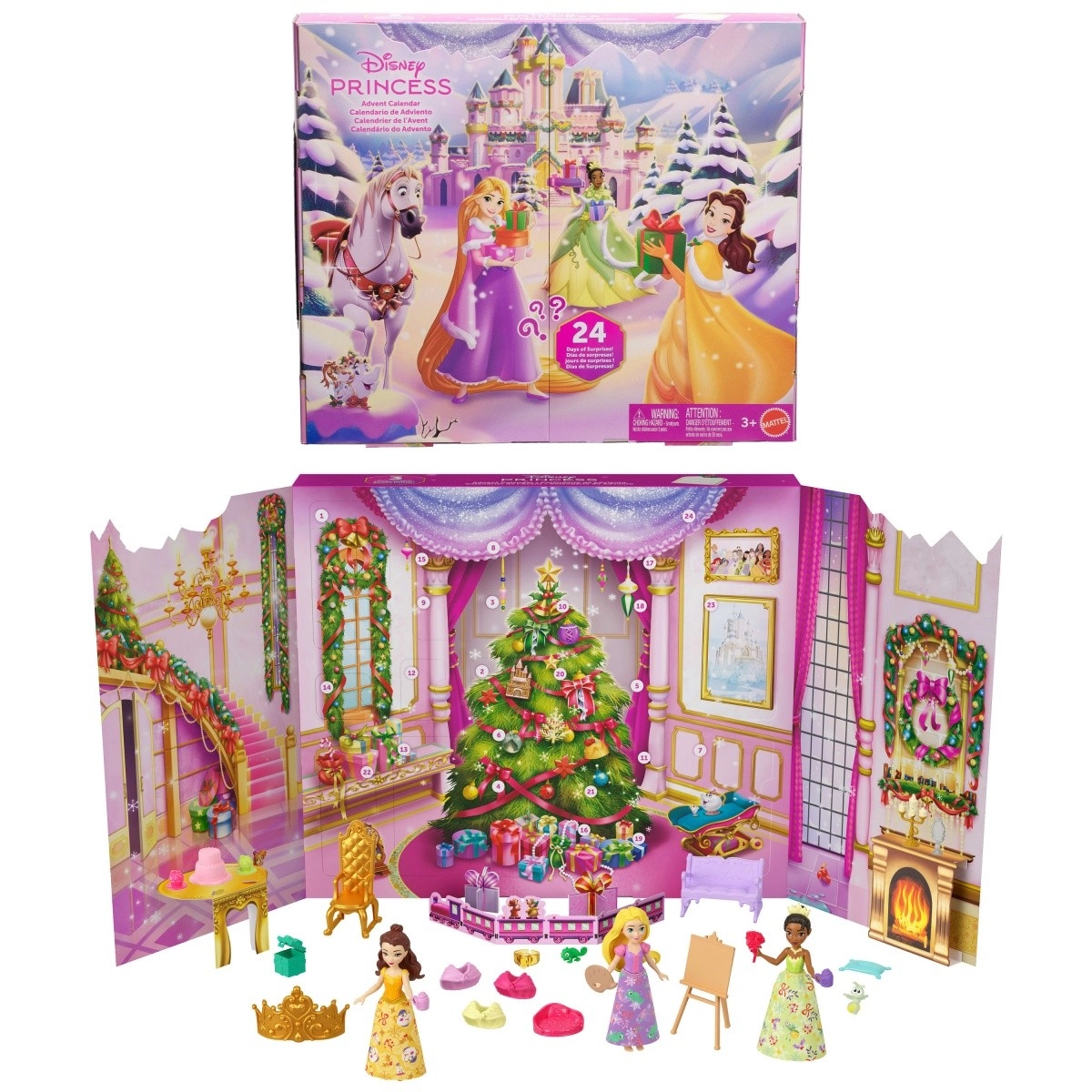 Levně Mattel Disney Princess Adventní kalendář s malými panenkami 2025, JFG79