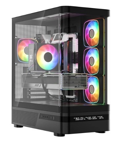 Levně Počítačová skříň MODECOM Volcano AQ200 ARGB Midi Black