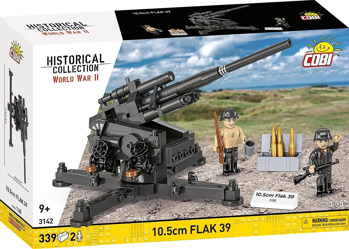 Levně COBI 3142 World War II Německé protiletadlové dělo 10.5 cm Flak 39 1:35