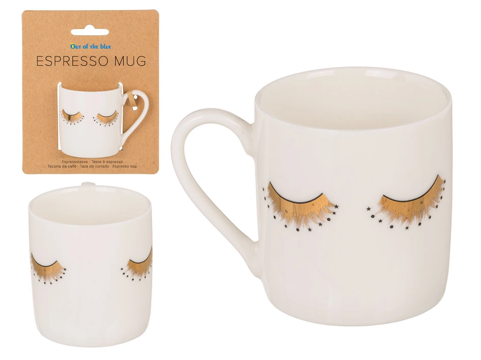 Levně Porcelánový šálek na espresso se zlatým motivem řas