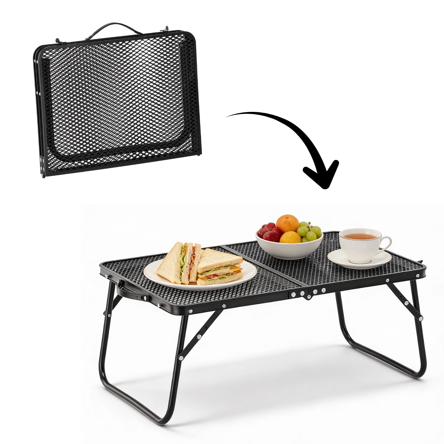 Levně Garden Line Skládací kempingový turistický stůl Komo 60 cm černý