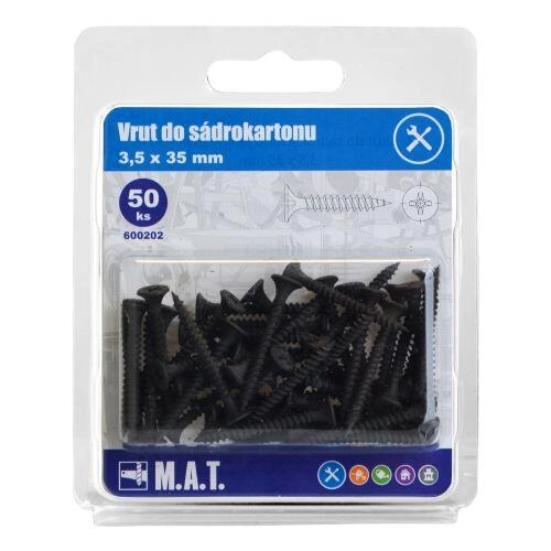 Levně M.A.T. Group Vruty do sádrokartonu 3,5 x 35mm fosfátované jemný závit (50ks)