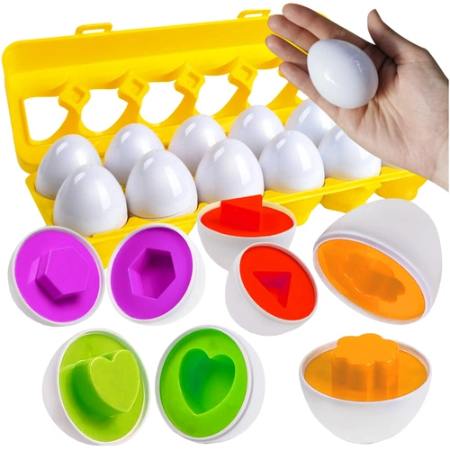 Levně Montessori sada vajíček – vzdělávací sorter tvarů a barev, 12 ks