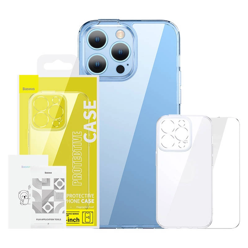 Levně Pouzdro Baseus SuperCeramic ochranná sada průhledného pouzdra a tvrzeného skla iPhone 14 Plus