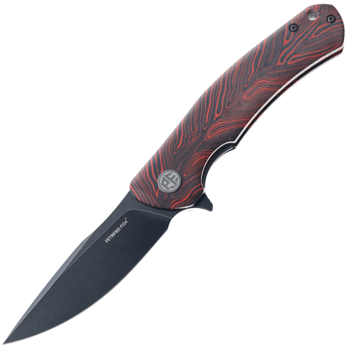 Levně Petrified Fish PF949Warrior Black Stonewash K110 Red Gmascus G10 PF949R
