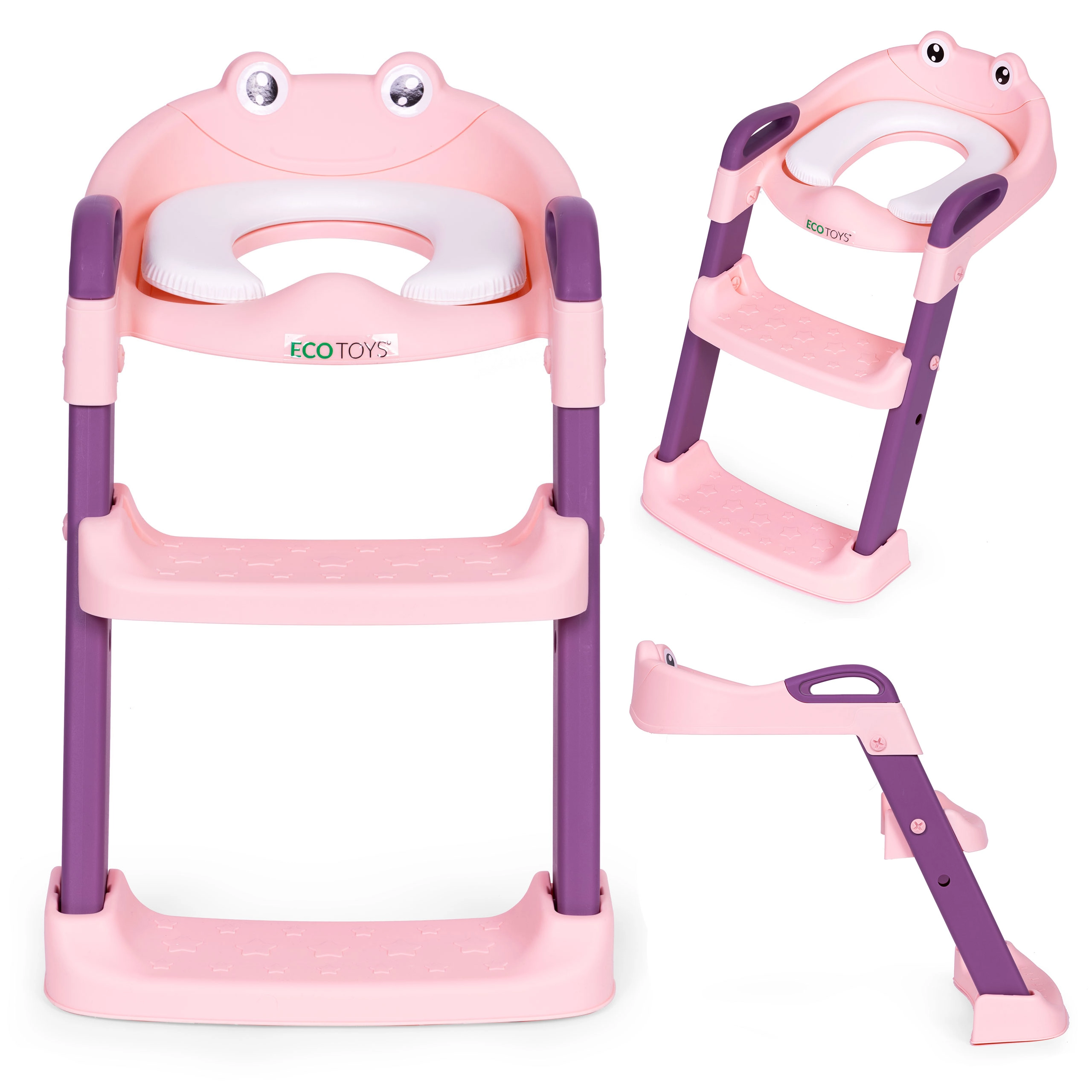 Levně Ecotoys WC sedátko se schůdky a žebříkem růžové