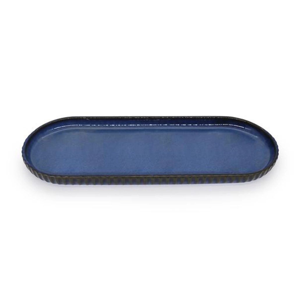 Levně Kameninový talíř Toro 36 × 14 cm modrý