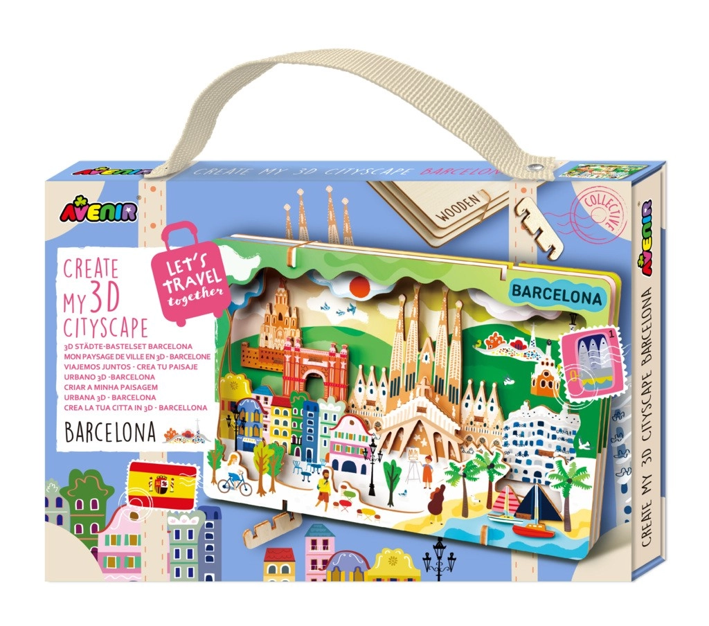 Levně Dřevěné 3D puzzle městská panoráma Barcelona