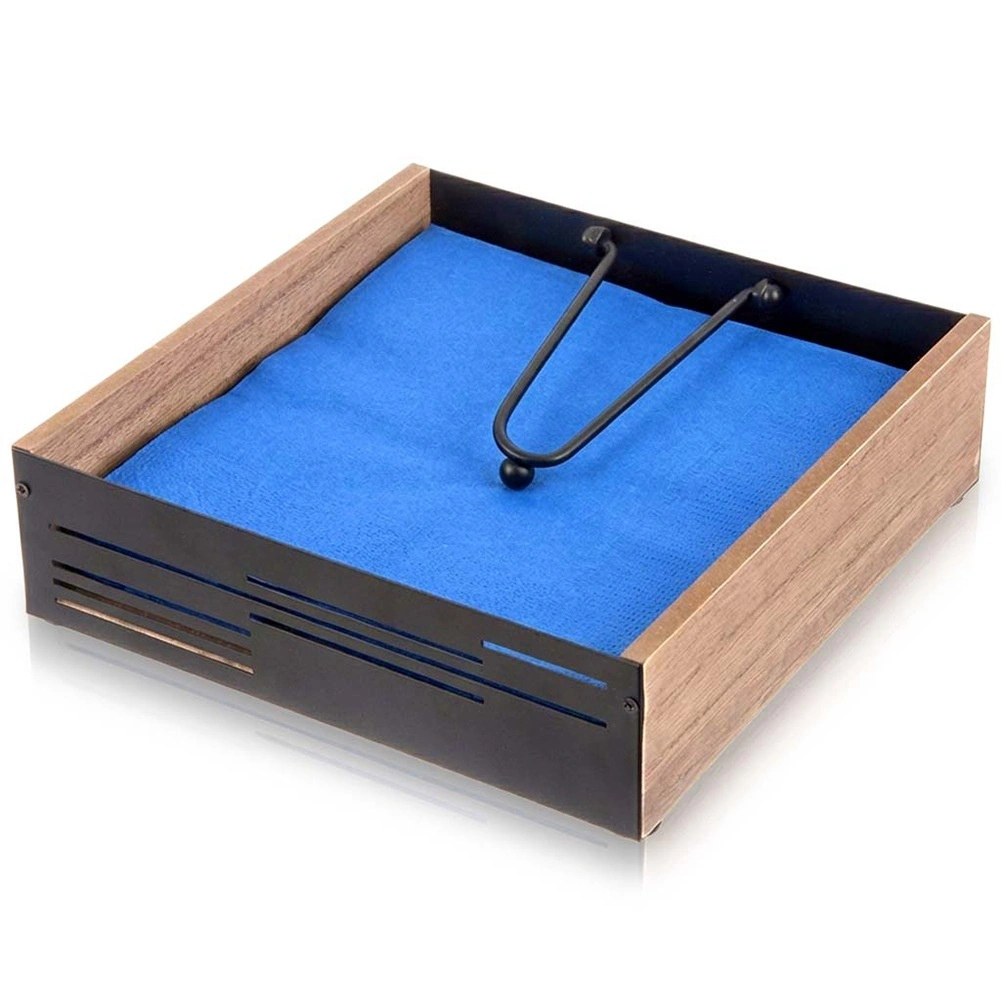 Levně Kovový černý stojan na ubrousky s přítlačným ramenem LINE 18 × 18 × 5 cm